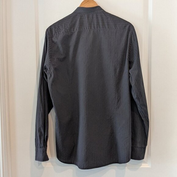 Ted Baker Shirt Men's Size 4 Dark Gray Button-up Kohl Stripes Long Sleeve Large - Picture 2 of 12